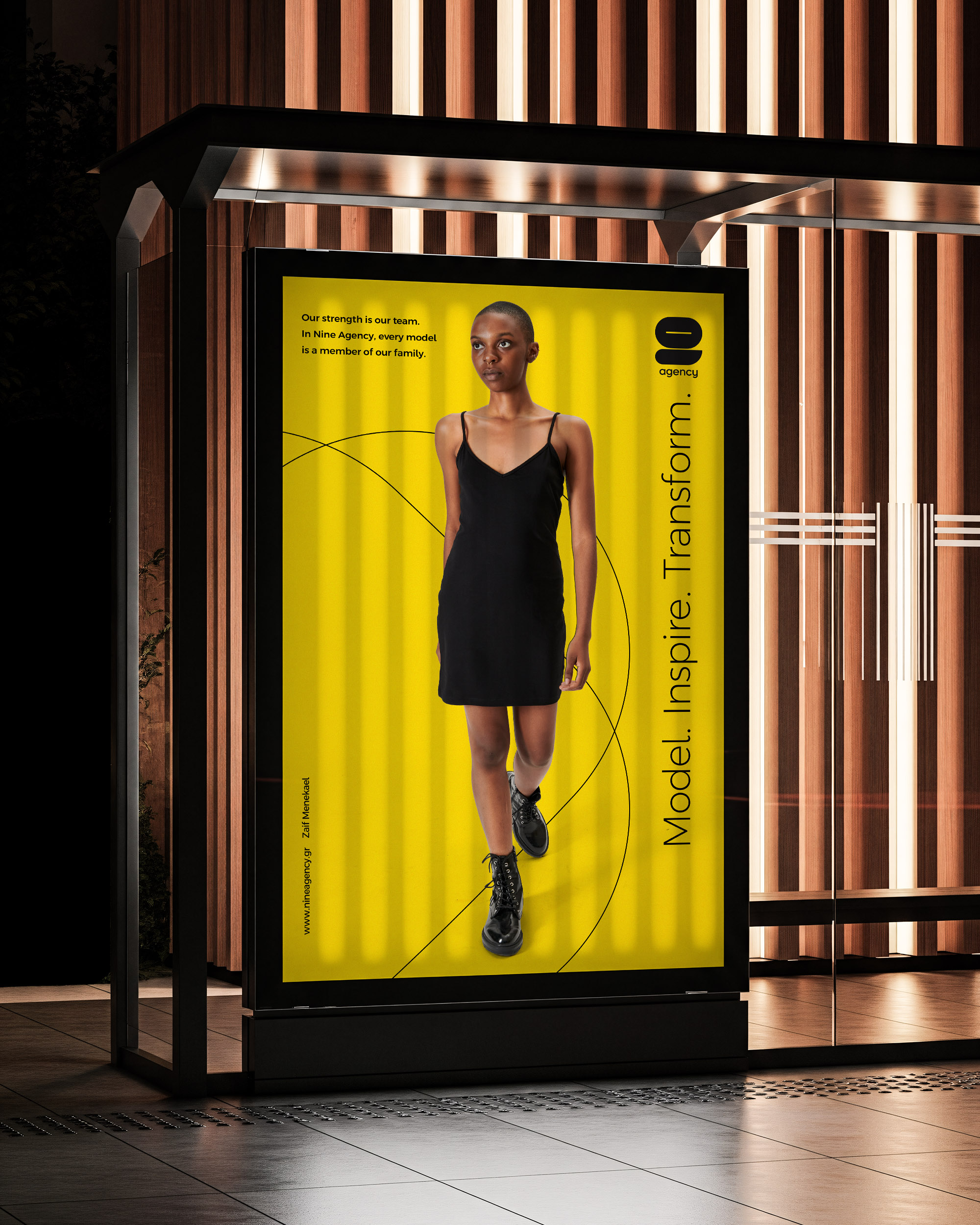 Nine Agency light billboard ad design.