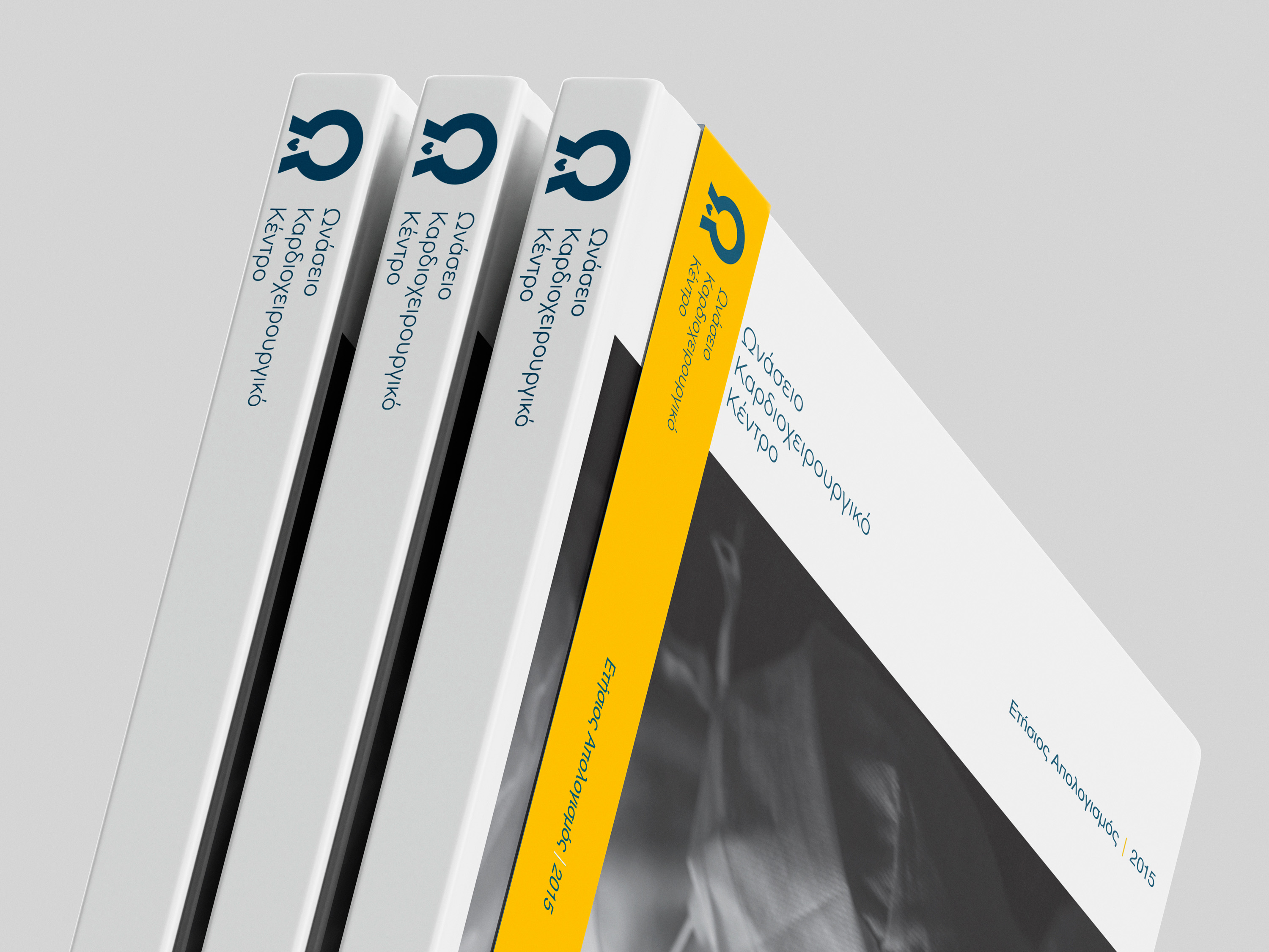 Onassio Cardiac Surgery Centre 2015 Annual Report Spine perspective view.