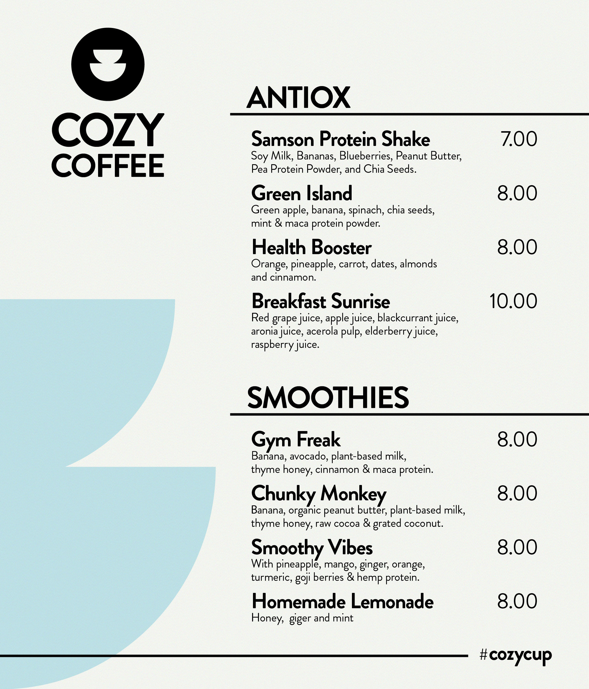 Cozy Coffee menu design