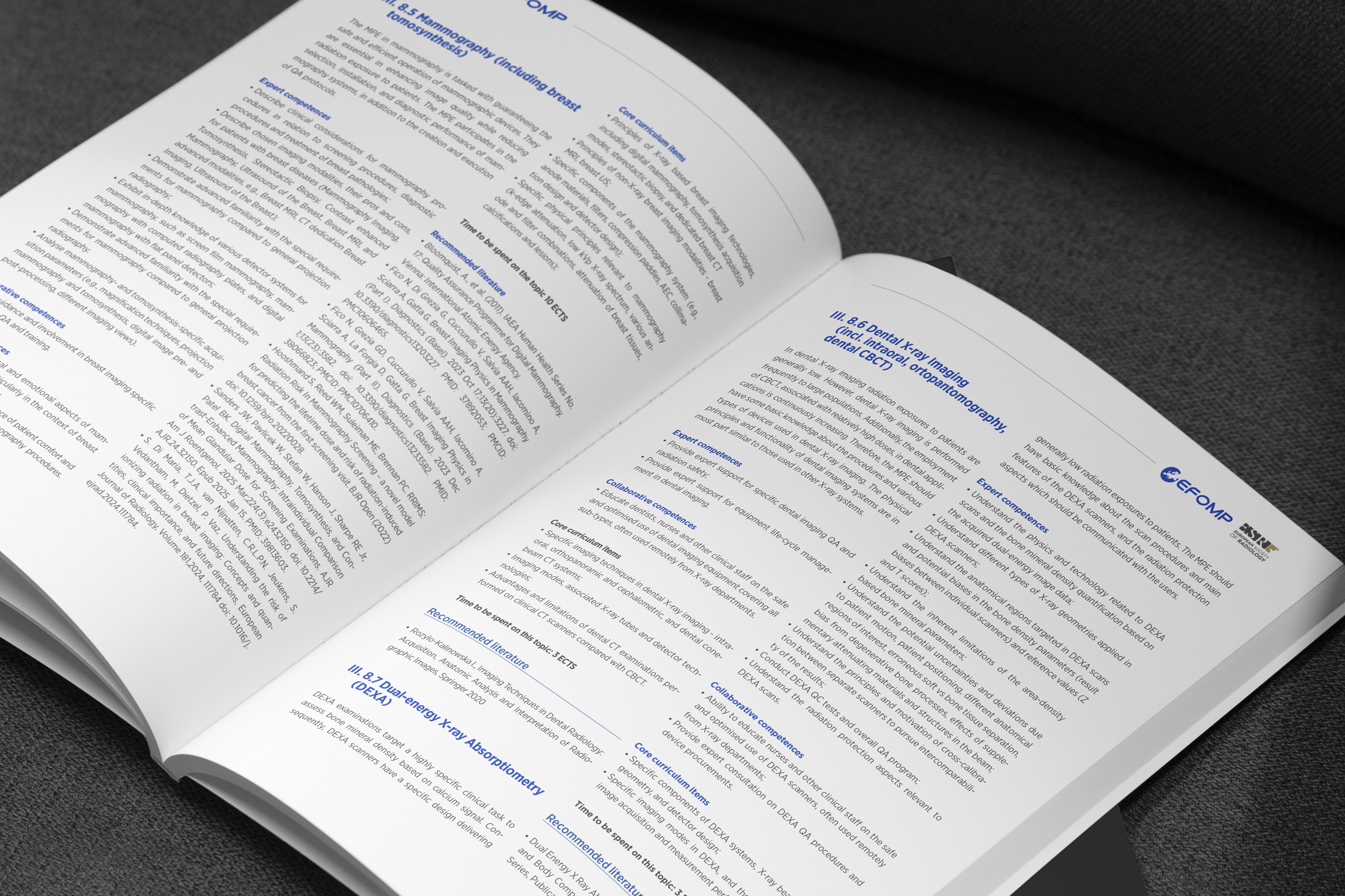 EFOMP Radiotherapy Core Curriculum open spread
