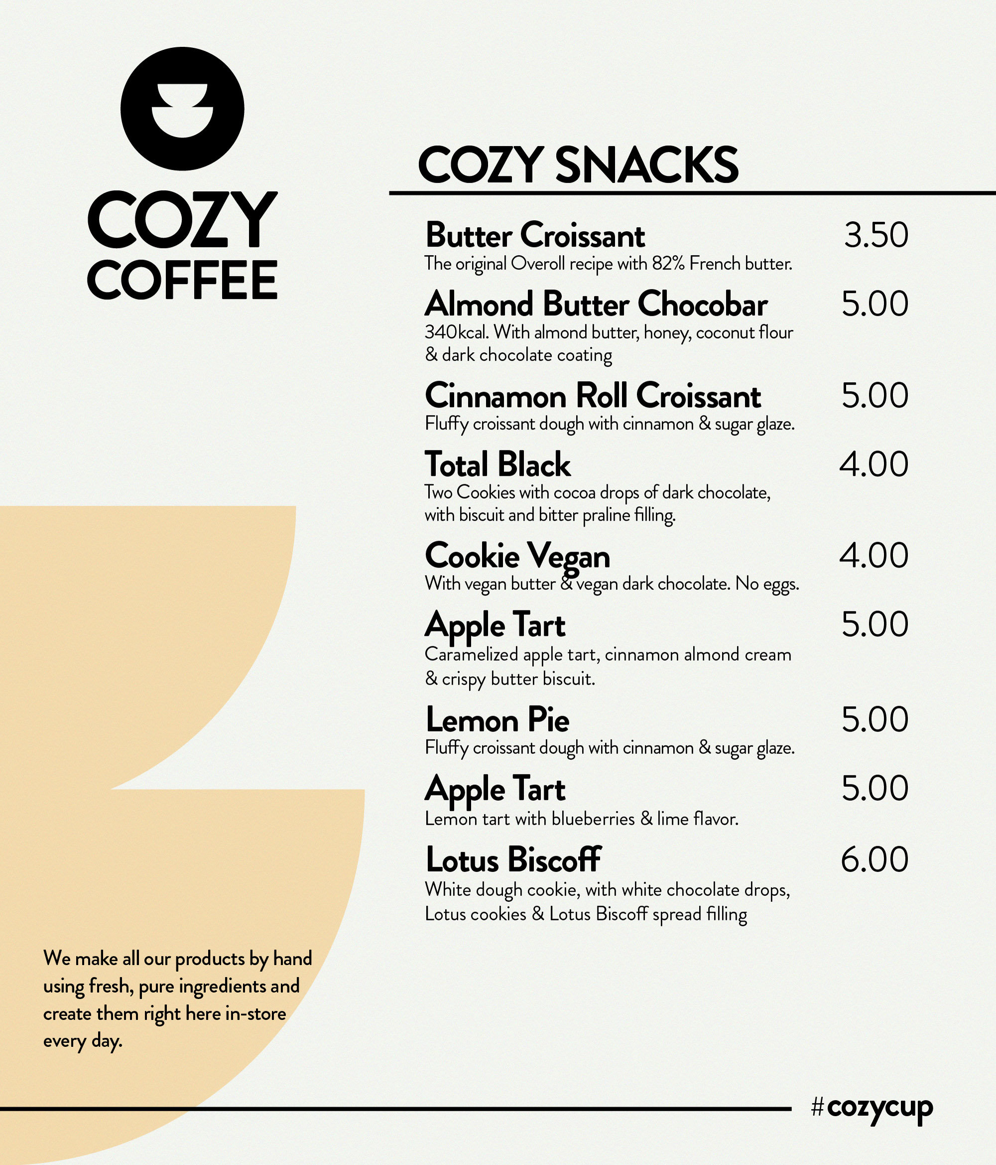 Cozy Coffee menu design