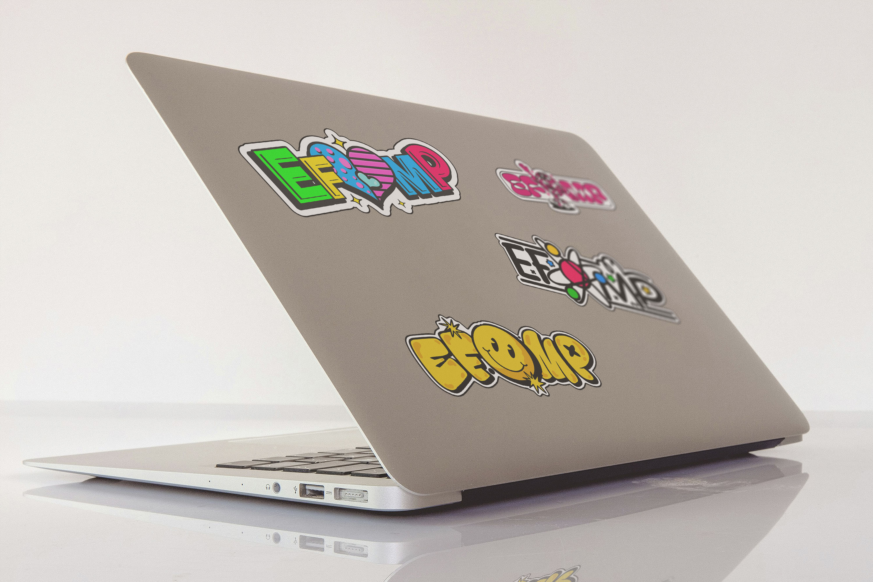 EFOMP Laptop Stickers design for young EFOMP students.
