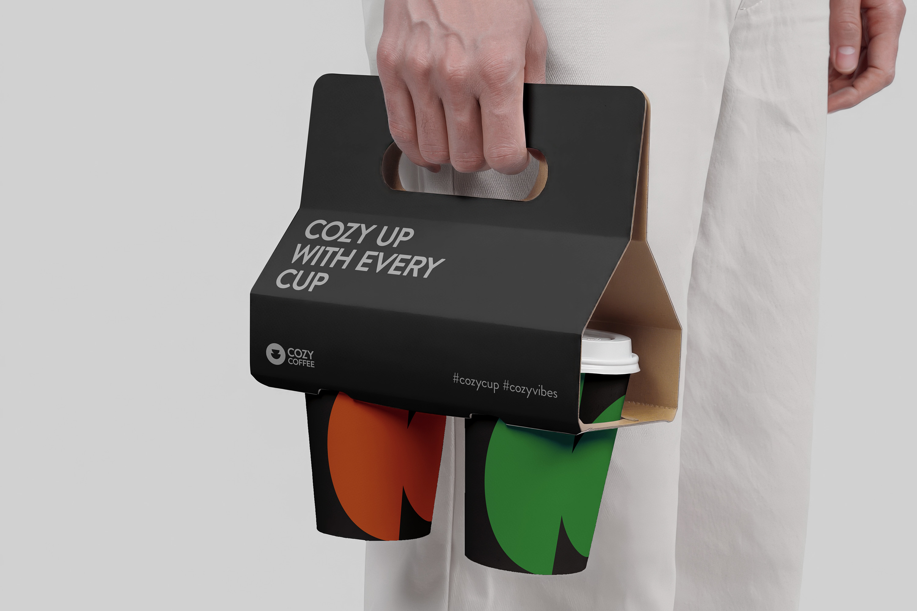 Cozy Coffee Take-Away cardboard.