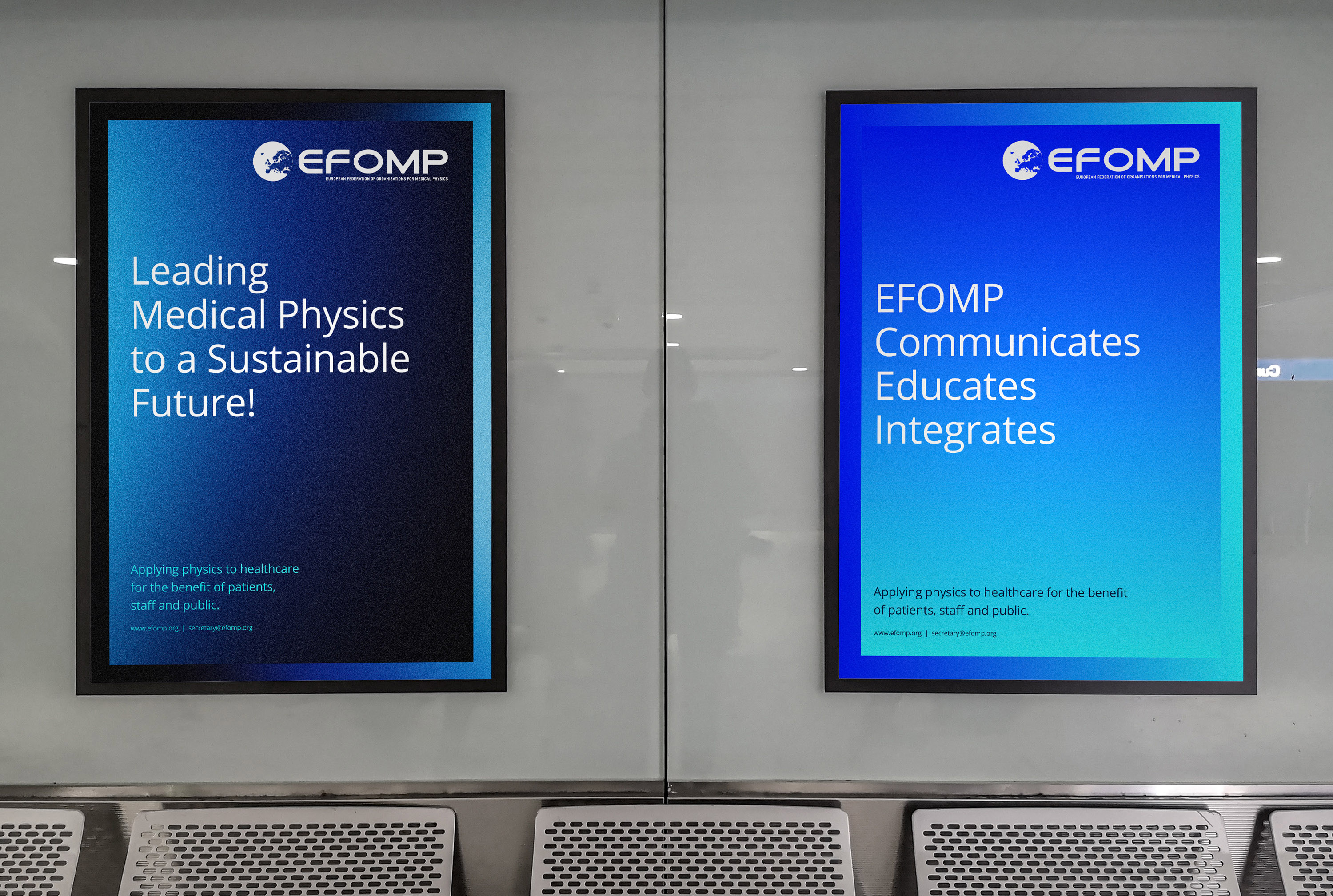 EFOMP promotional billboards in Metro stations across Europe.