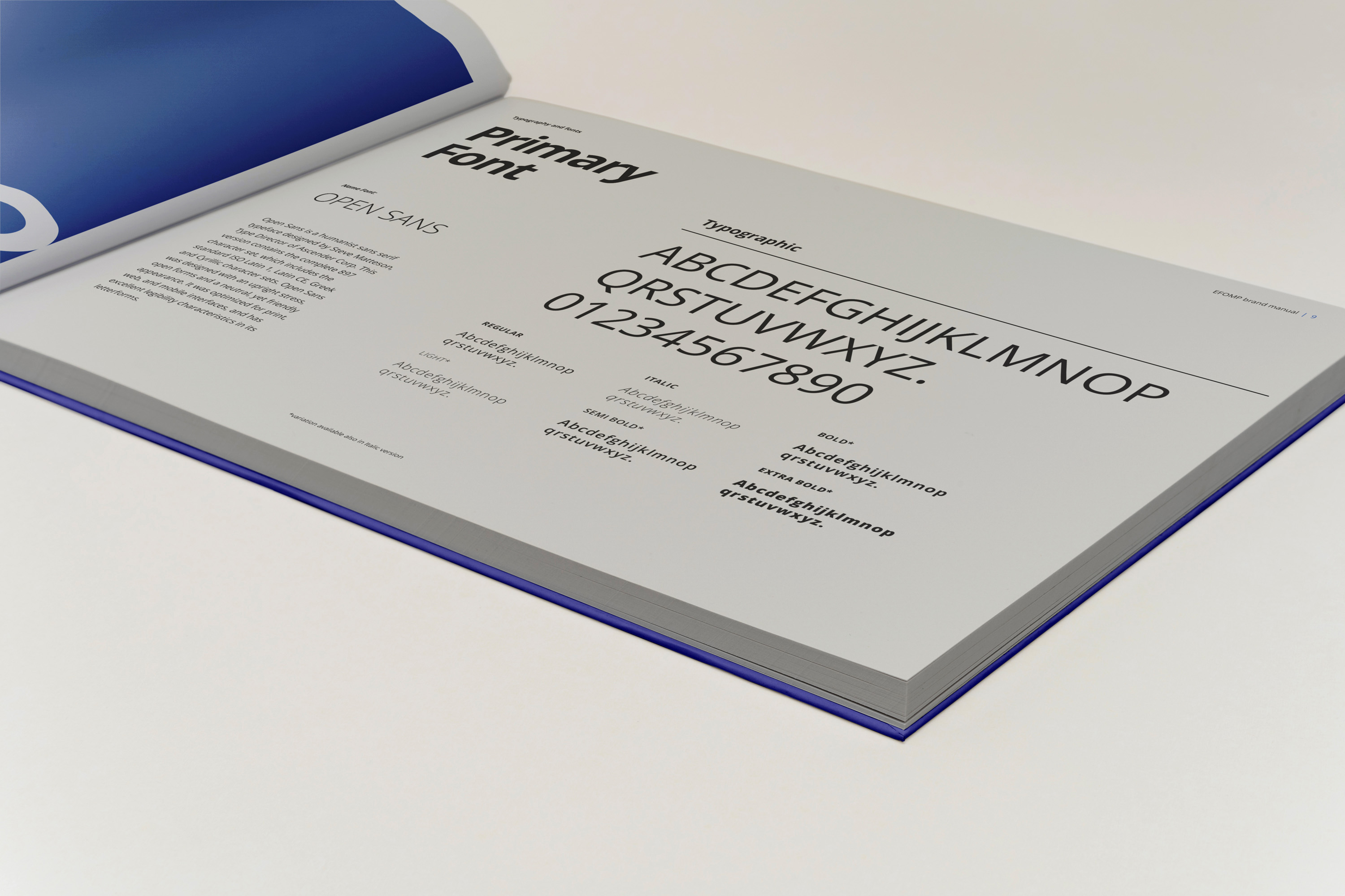 European Federation of Organisations For Medical Physics Brand Manual open spread.