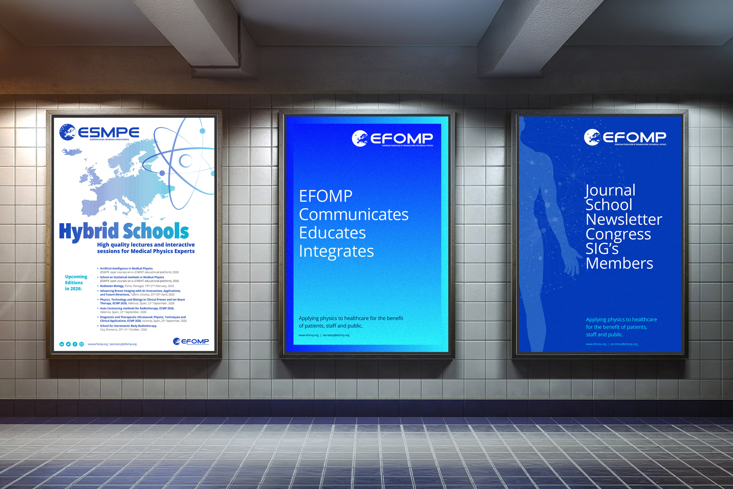 EFOMP promotional billboards in Metro stations across Europe.