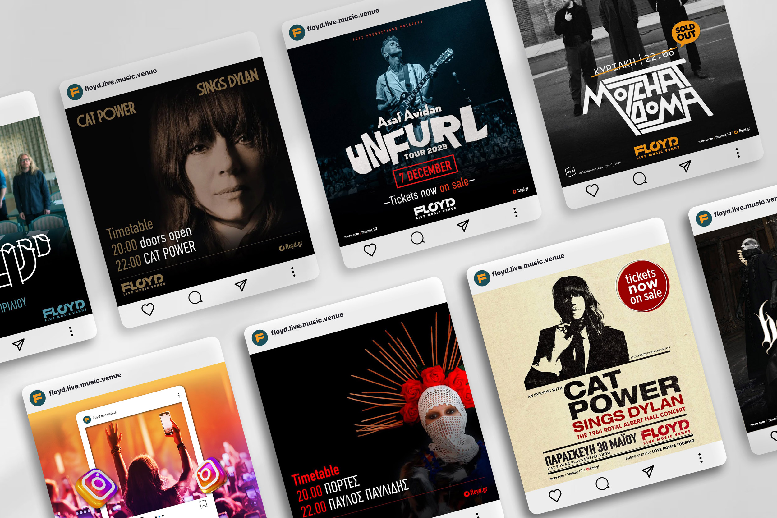 Floyd Live Music Venue. A series of Instagram Posts about live events at the Floyd Athens.