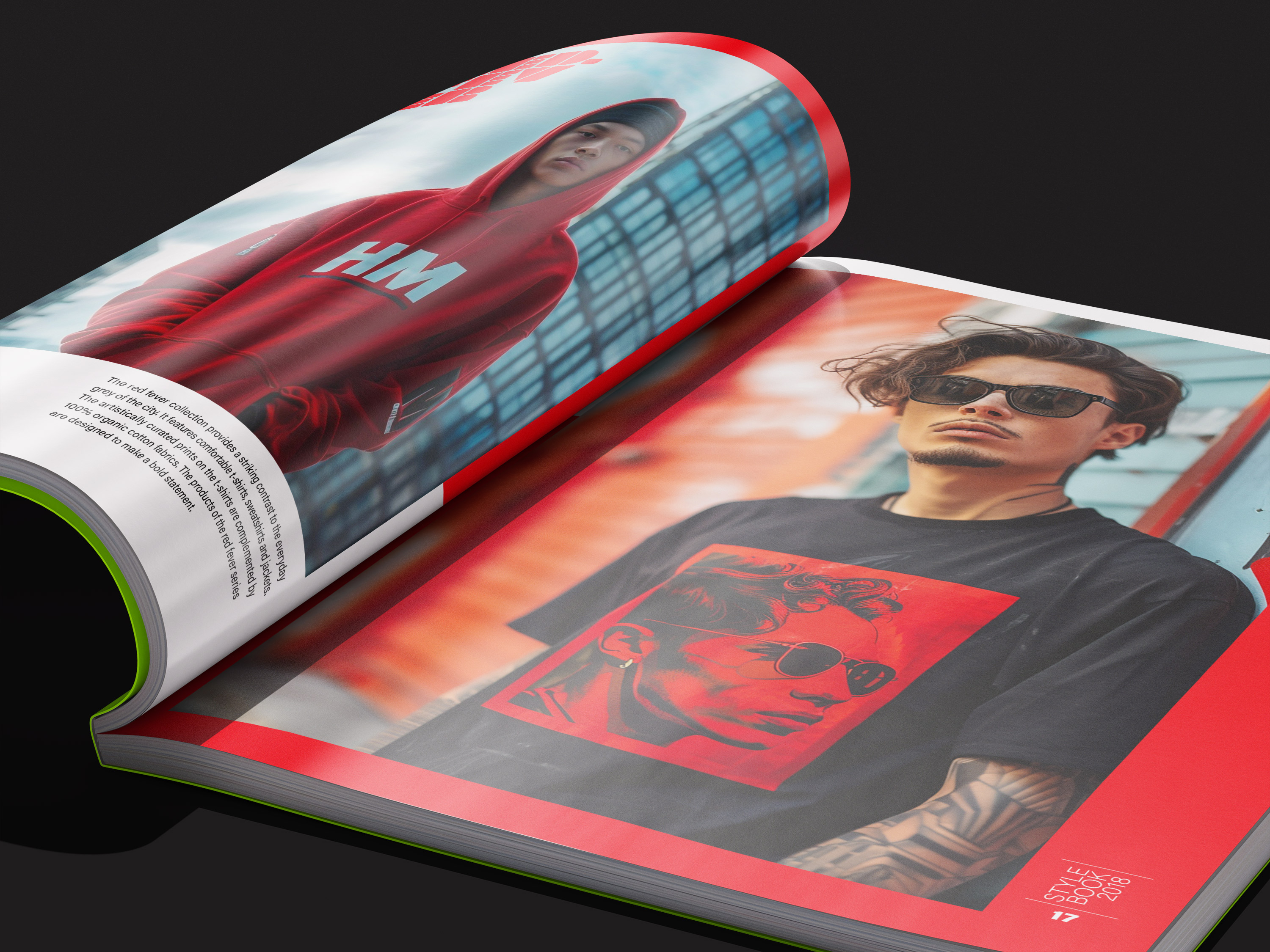 The cover spread of the 2018 Mass & Wilde Style book displays the red collection.