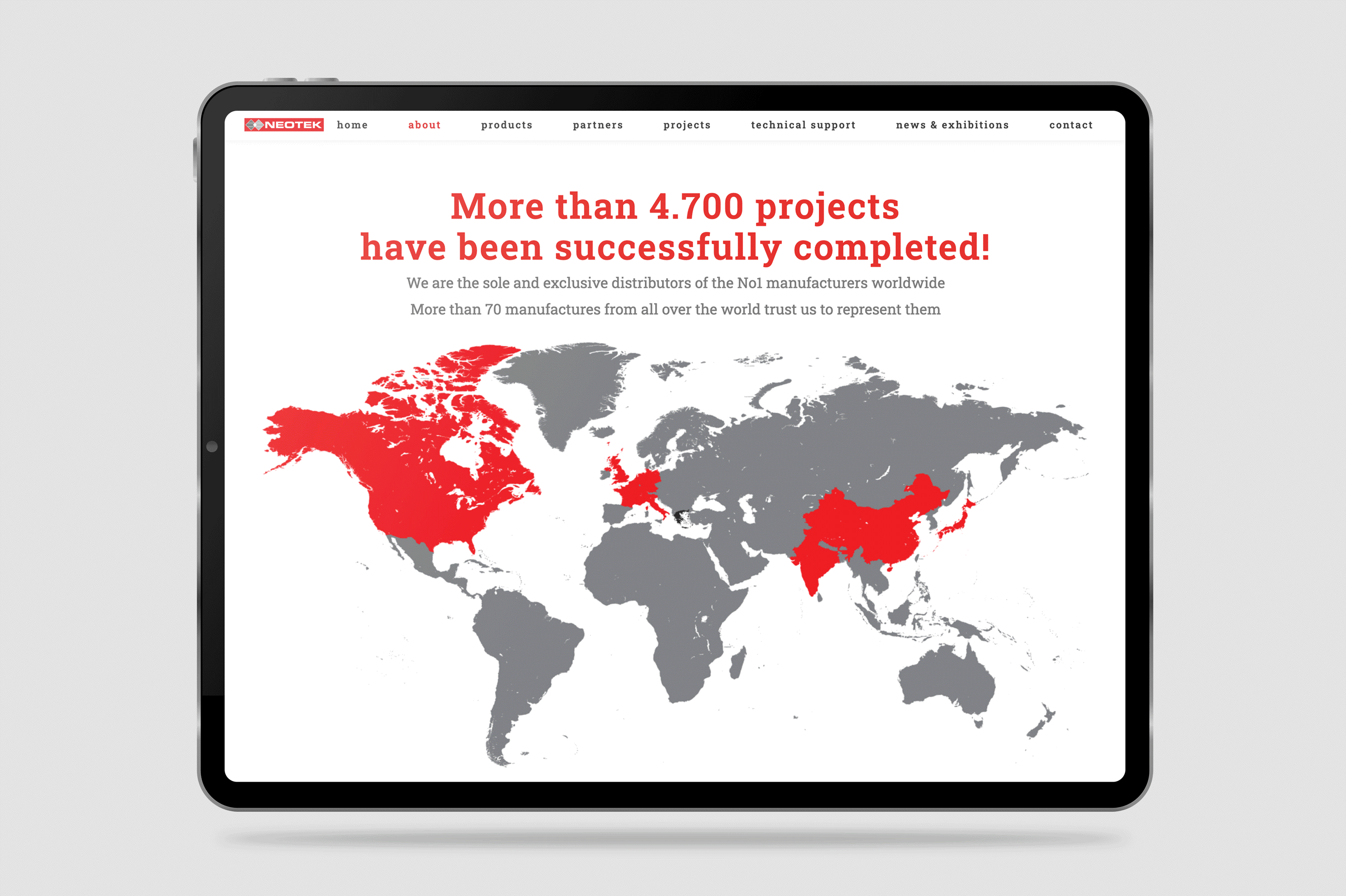 Neotek Website Tablet adaptation.