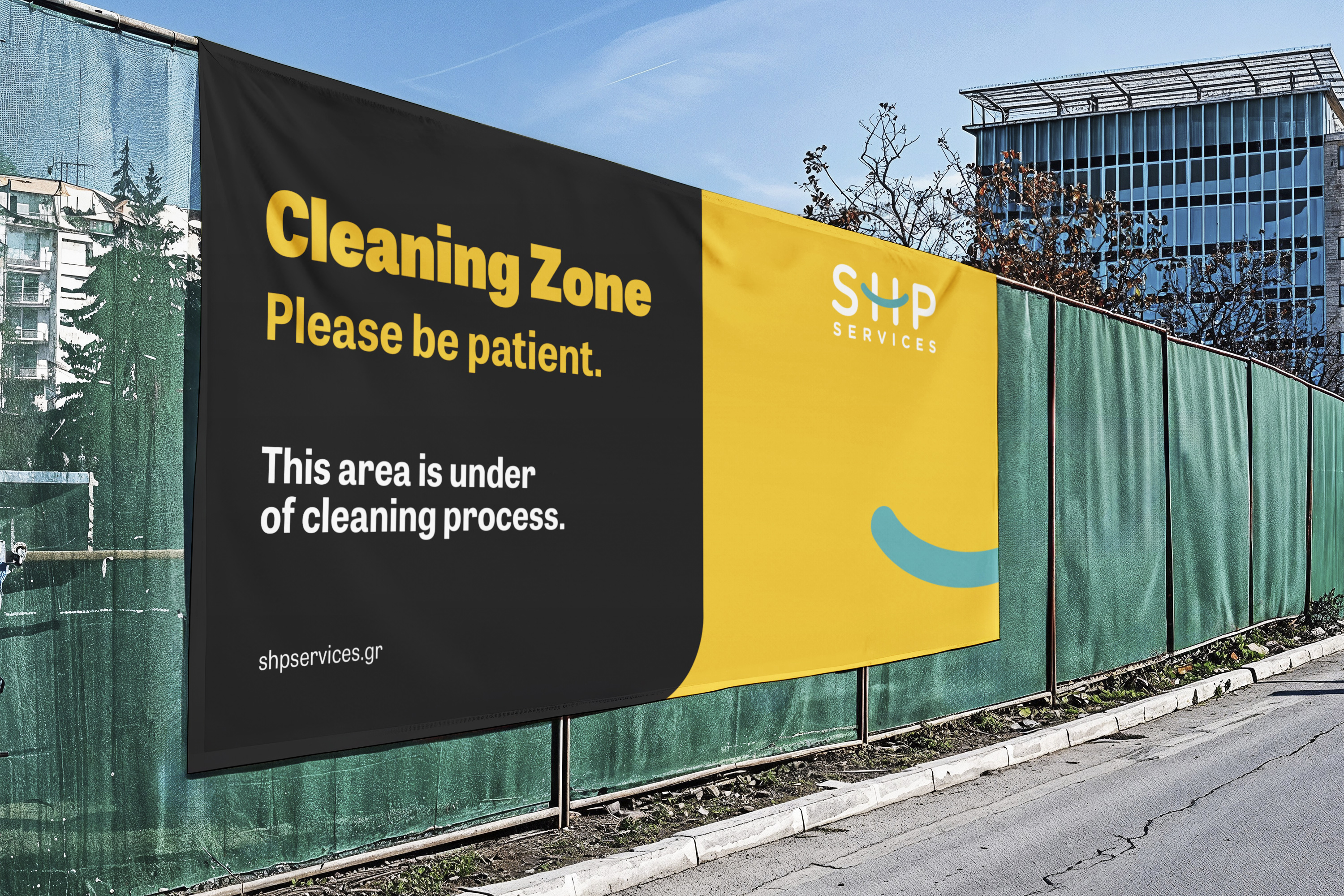 SHP Cleaning Services Fence ad.