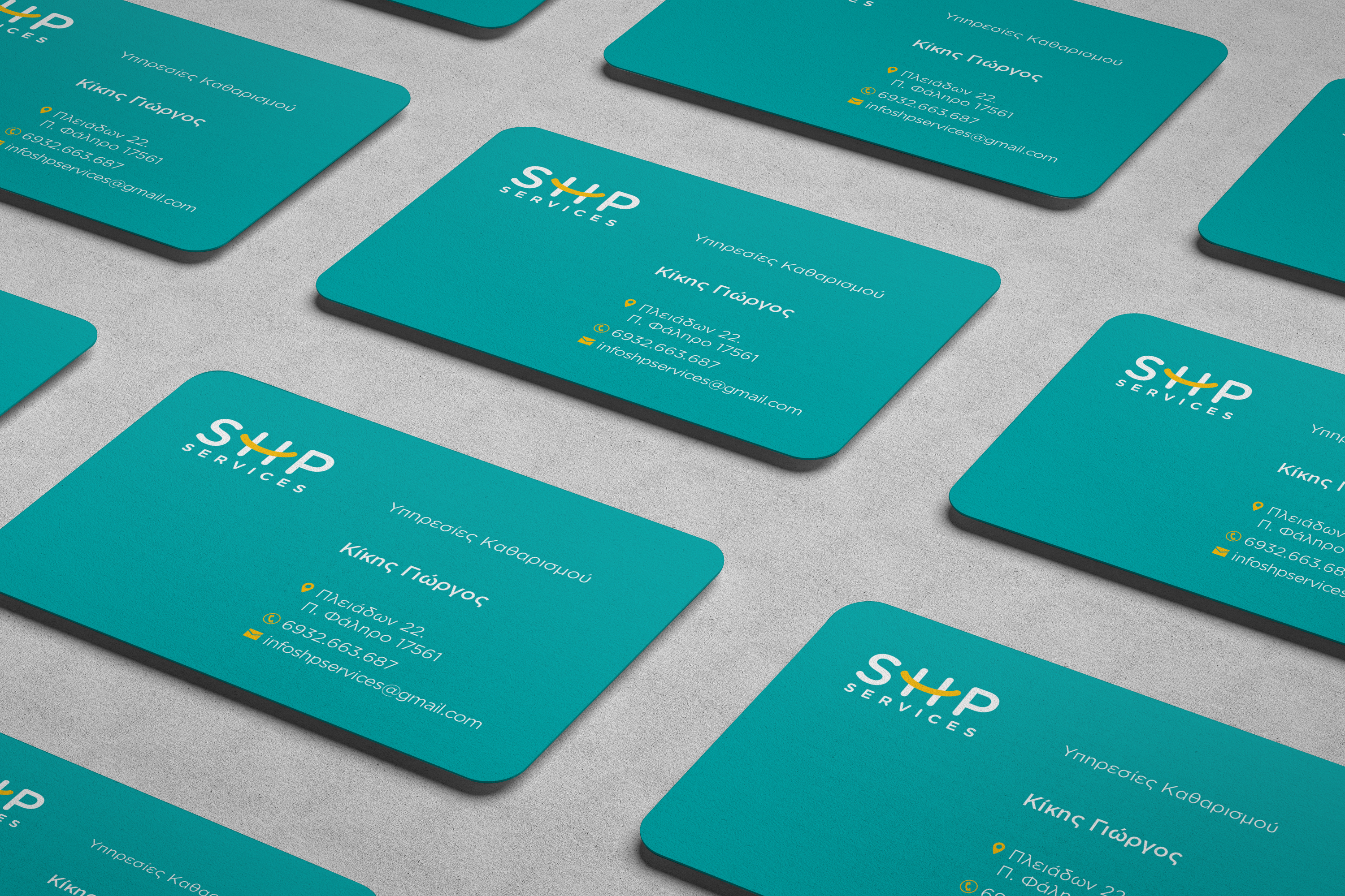 SHP Cleaning Services business cards.