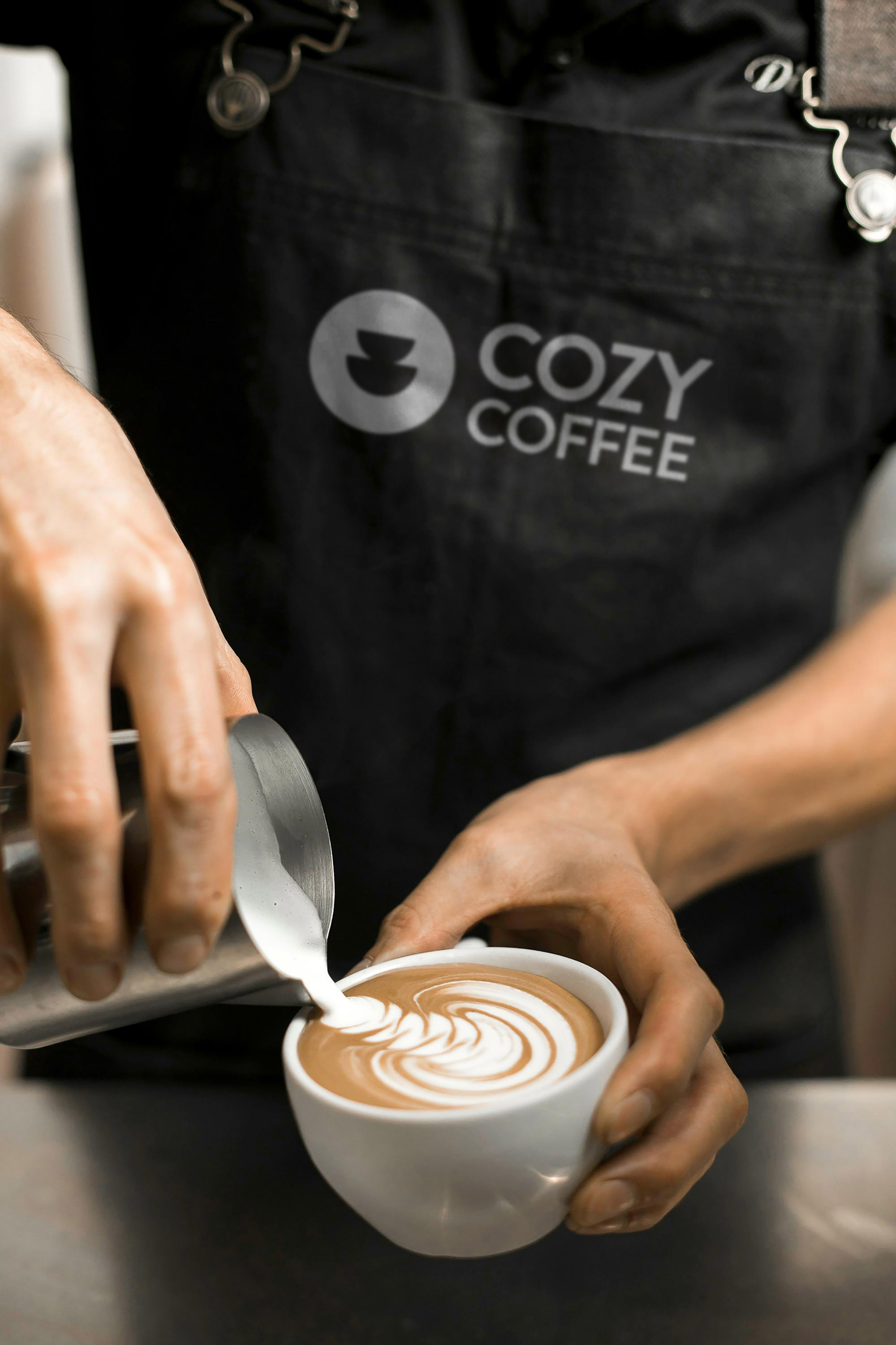 Cozy Coffee barista branded uniform