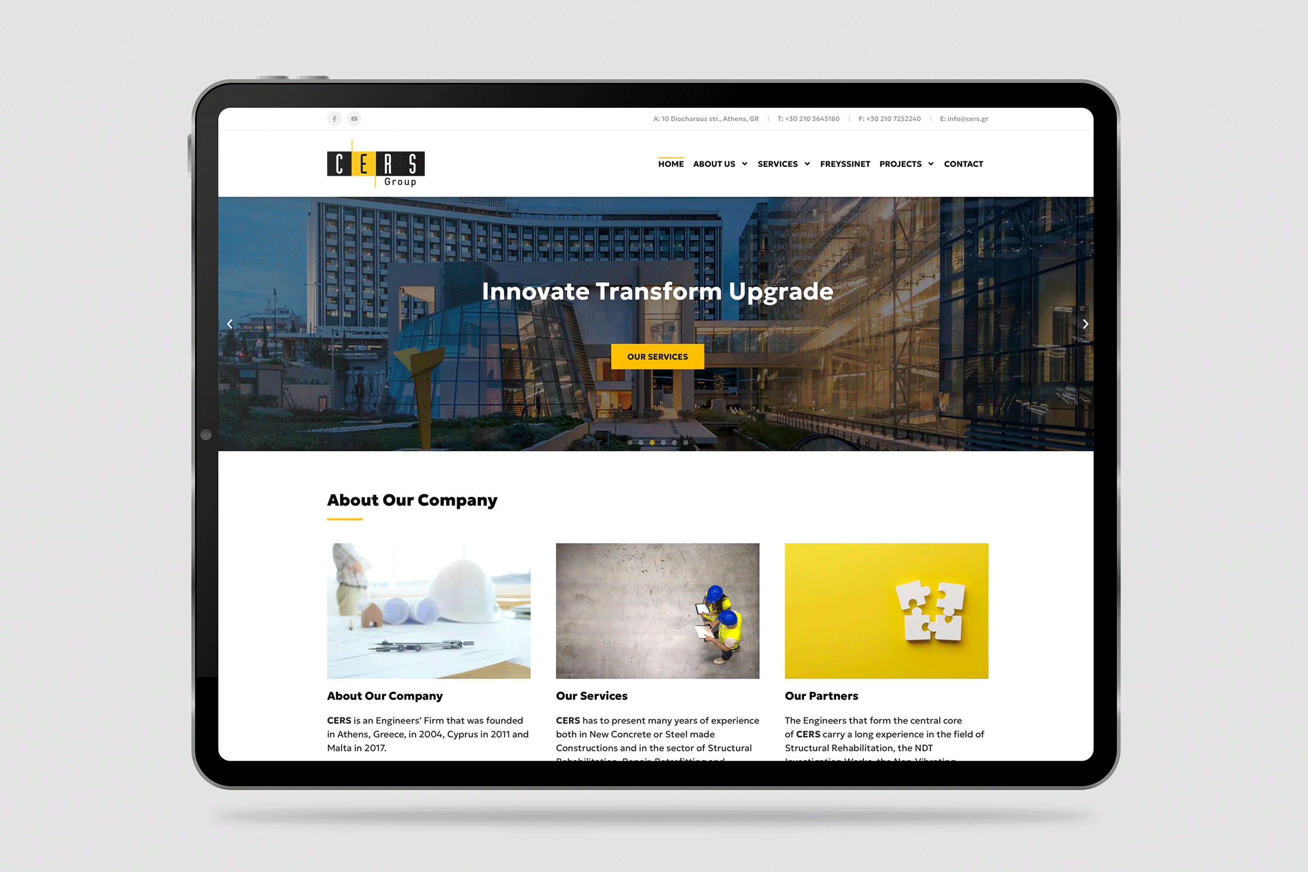 Cers Group Website tablet adaptation