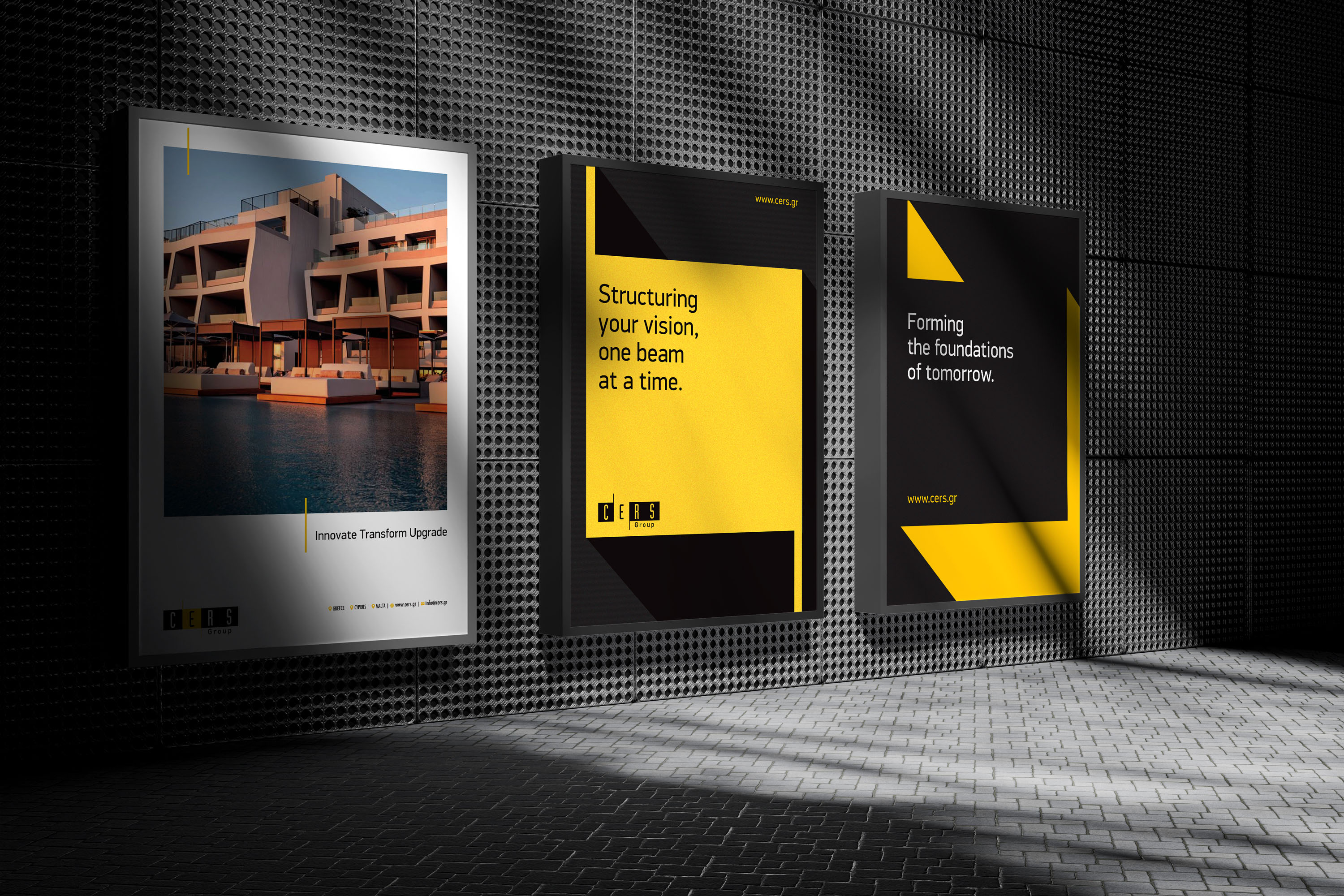 CERS Group promotional posters in subway corridors.