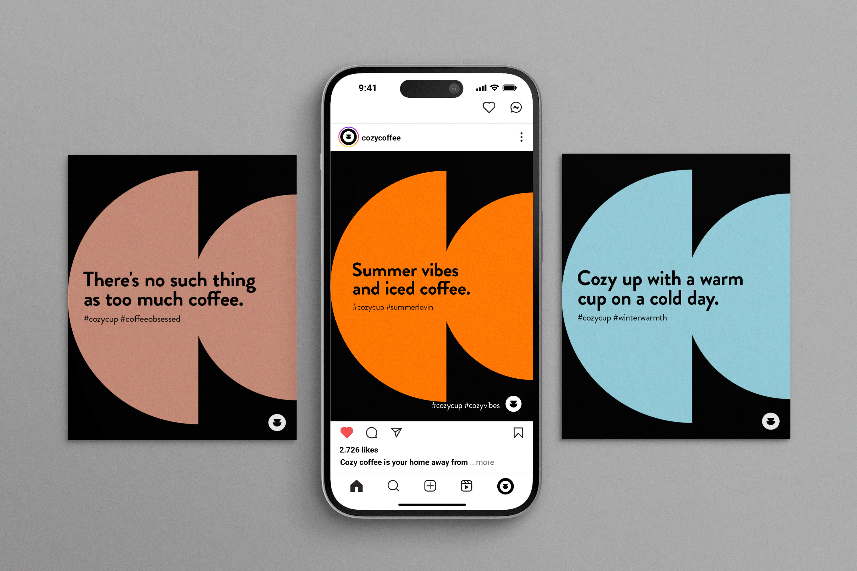 Cozy Coffee a series of template designs for Instagram posts.