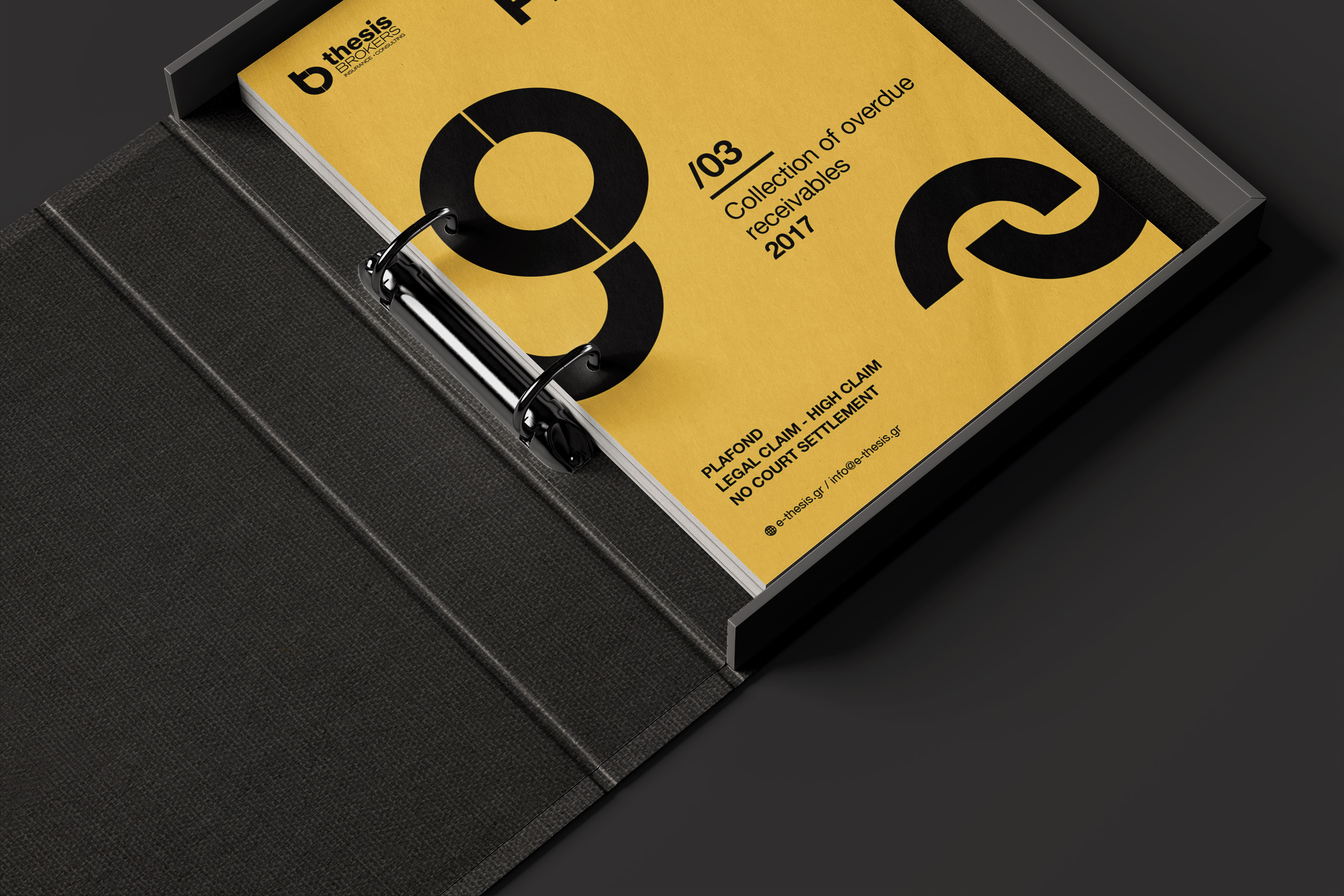 Thesis Brokers Product Profile. Collection of overdue receivables 2017 binder, open spread.