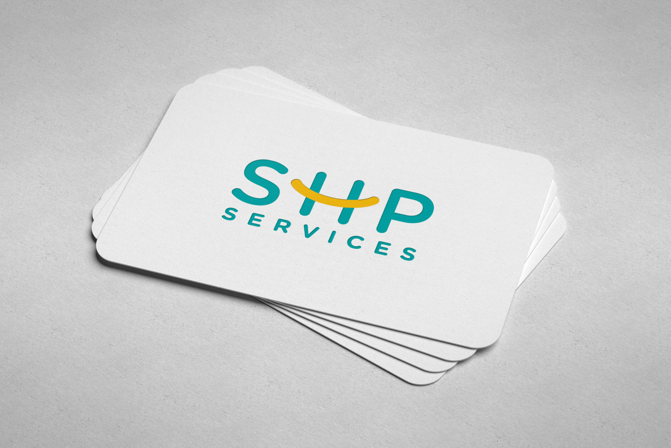 SHP Service white velvet 500gr laminated paper and letterpress business cards with round corners