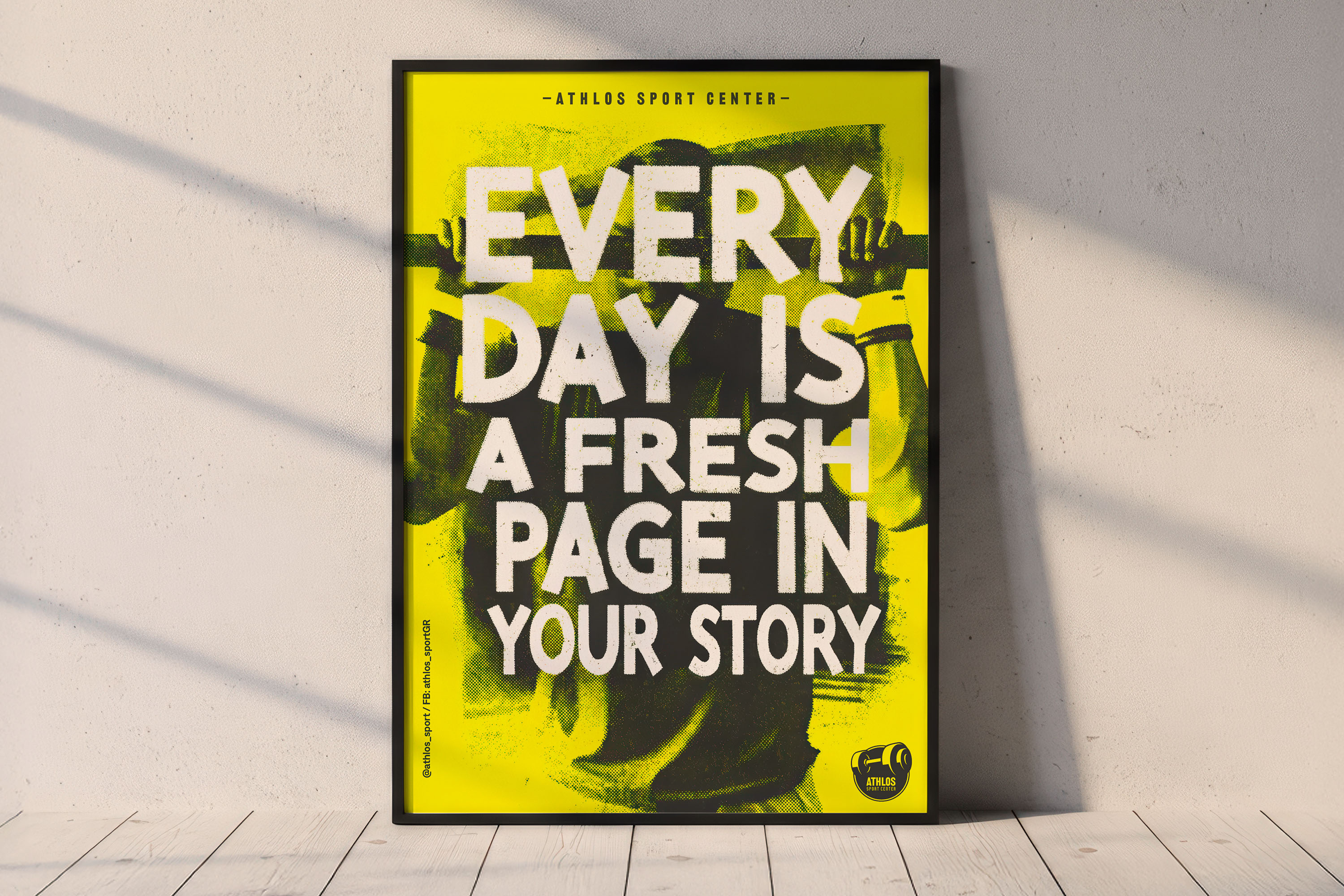 Promotional and motivational poster design for the Athlos Sport Center.