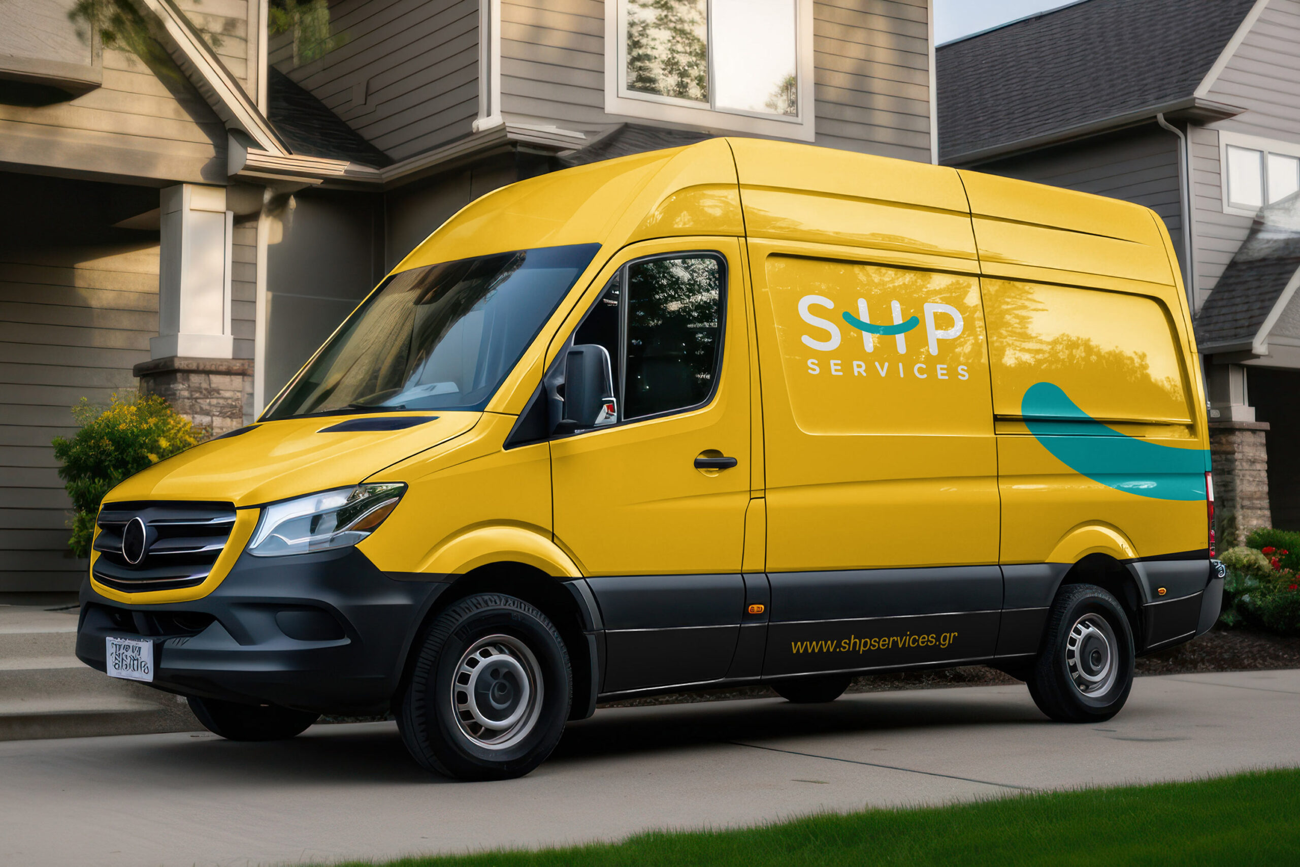 SHP cleaning services branded double van.