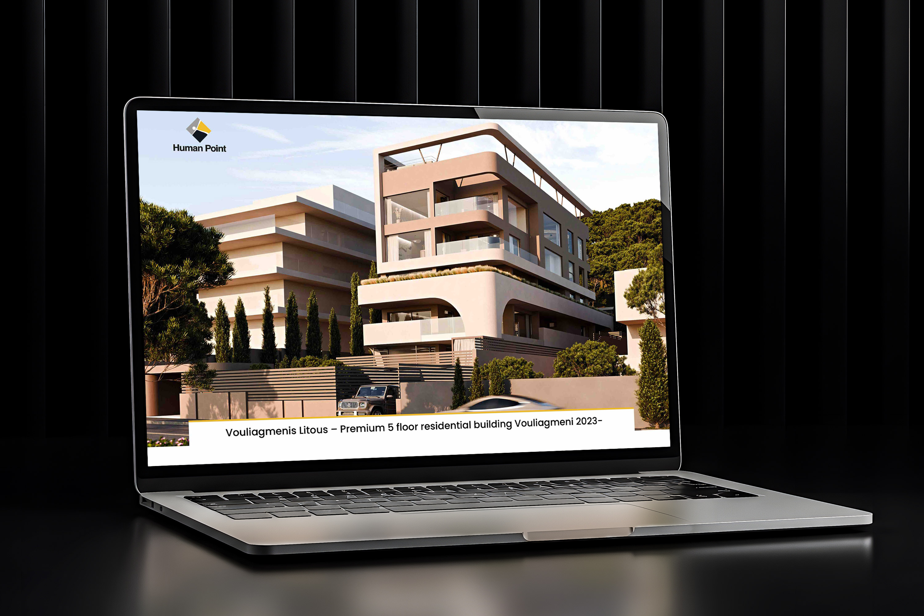 HumanPoint website, project page design presented on laptop's screen.